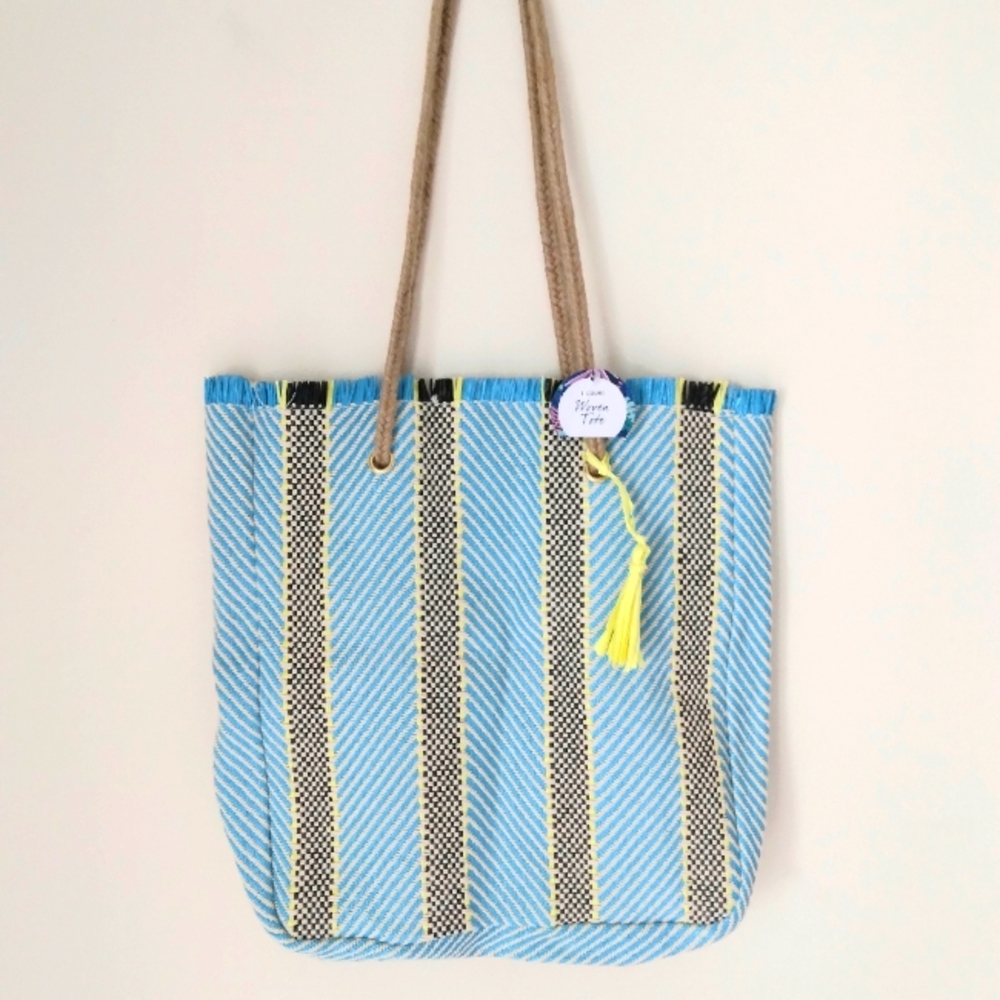 Straw woven multi- colored Summer Tote